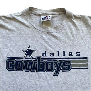 Vintage Dallas Cowboys T Shirt 90s Large Gray Logo Athletic NFL
